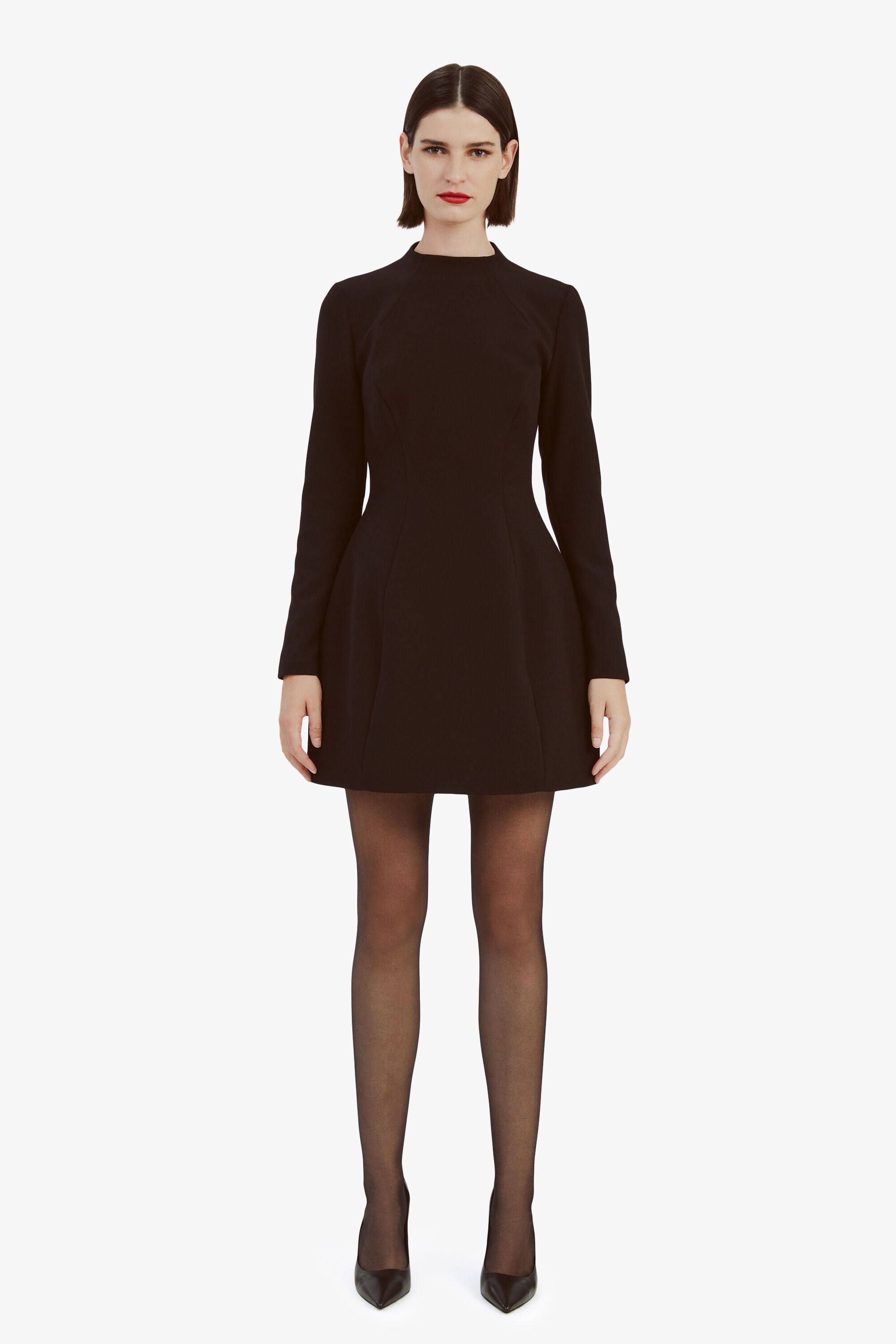 Delphi Long Sleeve Mini Dress In Black | Bardot